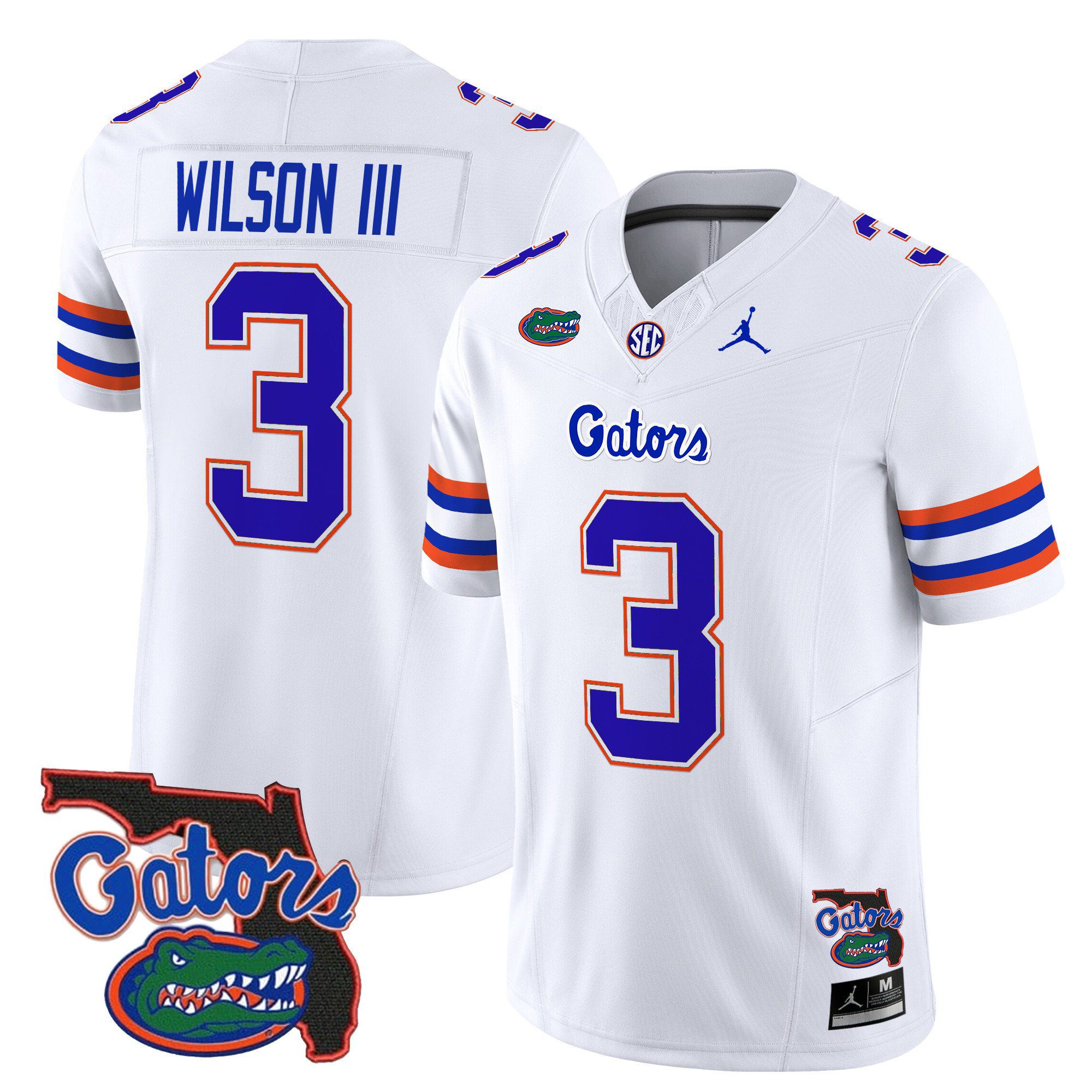 Men Florida Gators #3 Wilson iii White 2024 Florida Patch Vapor Limited NCAA Jersey->ncaa teams->NCAA Jersey